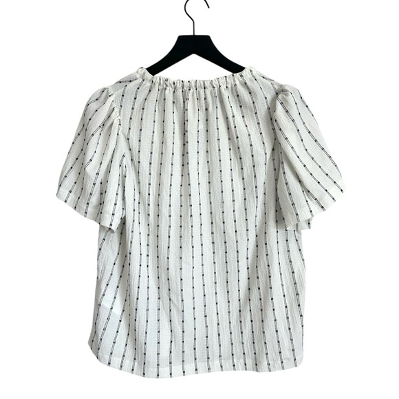 MADEWELL White and Black Tie Neck Tunic Top - Picture 2 of 6